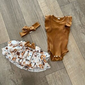 Ruffled Baby Bodysuit and Floral Skirt Set